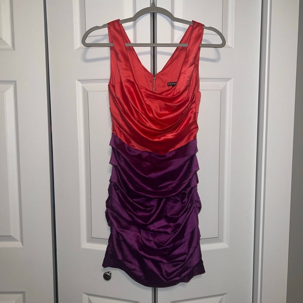 Express Colorblock Satin Cocktail Dress, Party Dress - Size 2